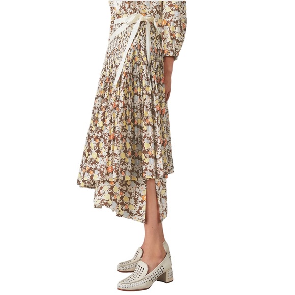 ♦️SOLD♦️ NWT Tory Burch Pleated Tie Waist Floral Print Skirt - Picture 2 of 13